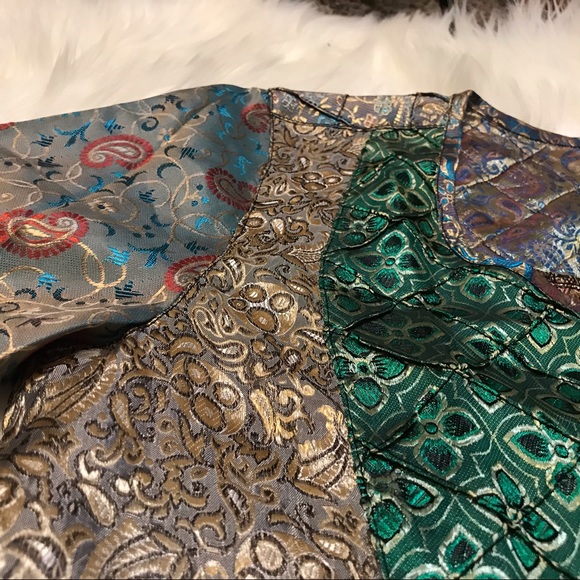 Sacred Threads Bohemian Indian silk beautiful colorful patchwork pattern - Picture 4 of 11